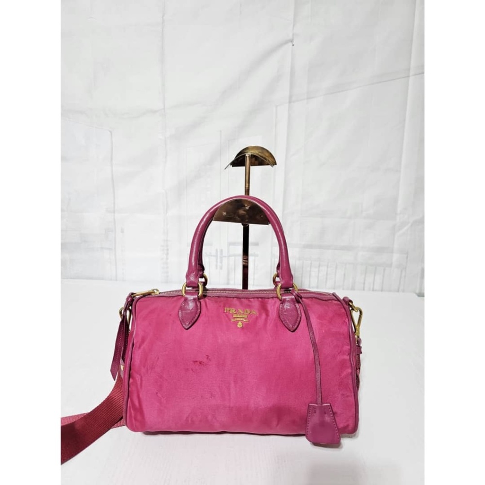 Authentic Prada Bauletto Baguettes Nylon Bag Pink